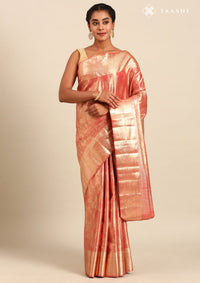 Orange Silk Ottu Tissue Kanjivaram Weave Saree