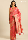Dark Pink Banarsasi Saree - Taashi