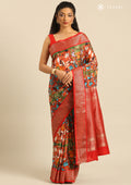 Multicolor Traditional Printed Silk Saree - Taashi
