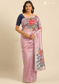 Lilac Tissue Contemporary Embroidered Saree