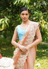 Peach Tissue Contemporary Embroidered Saree