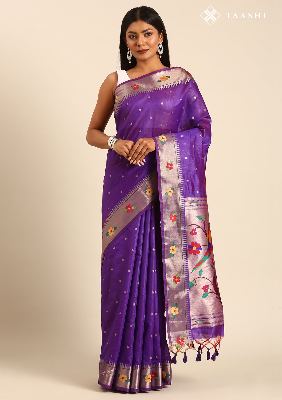 Violet Paithani Pattern Tussar Saree
