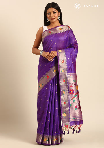 Violet Paithani Pattern Tussar Saree