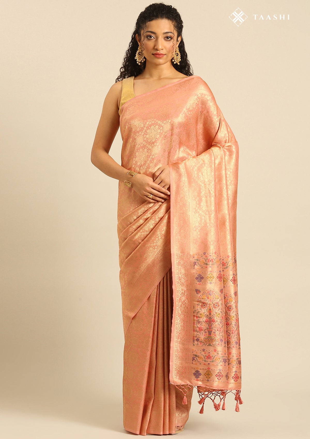Peach Banarasi Saree - Taashi