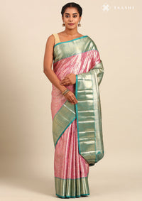 Dusty Pink Silk Korvai Tissue Kanjivaram Weave Saree