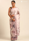 Taupe Satin Contemporary Printed Saree