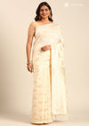 Off White Tussar Contemporary Woven Saree