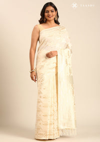 Off White Tussar Contemporary Woven Saree