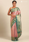 Rust Orange Silk Korvai Tissue Kanjivaram Weave Saree