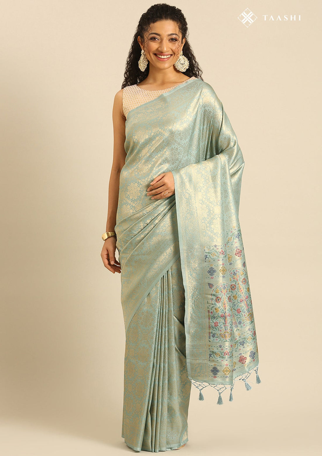 Pastel Blue Banarasi Silk Weave Saree