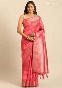 Dusty Pink Organza Contemporary Printed Saree