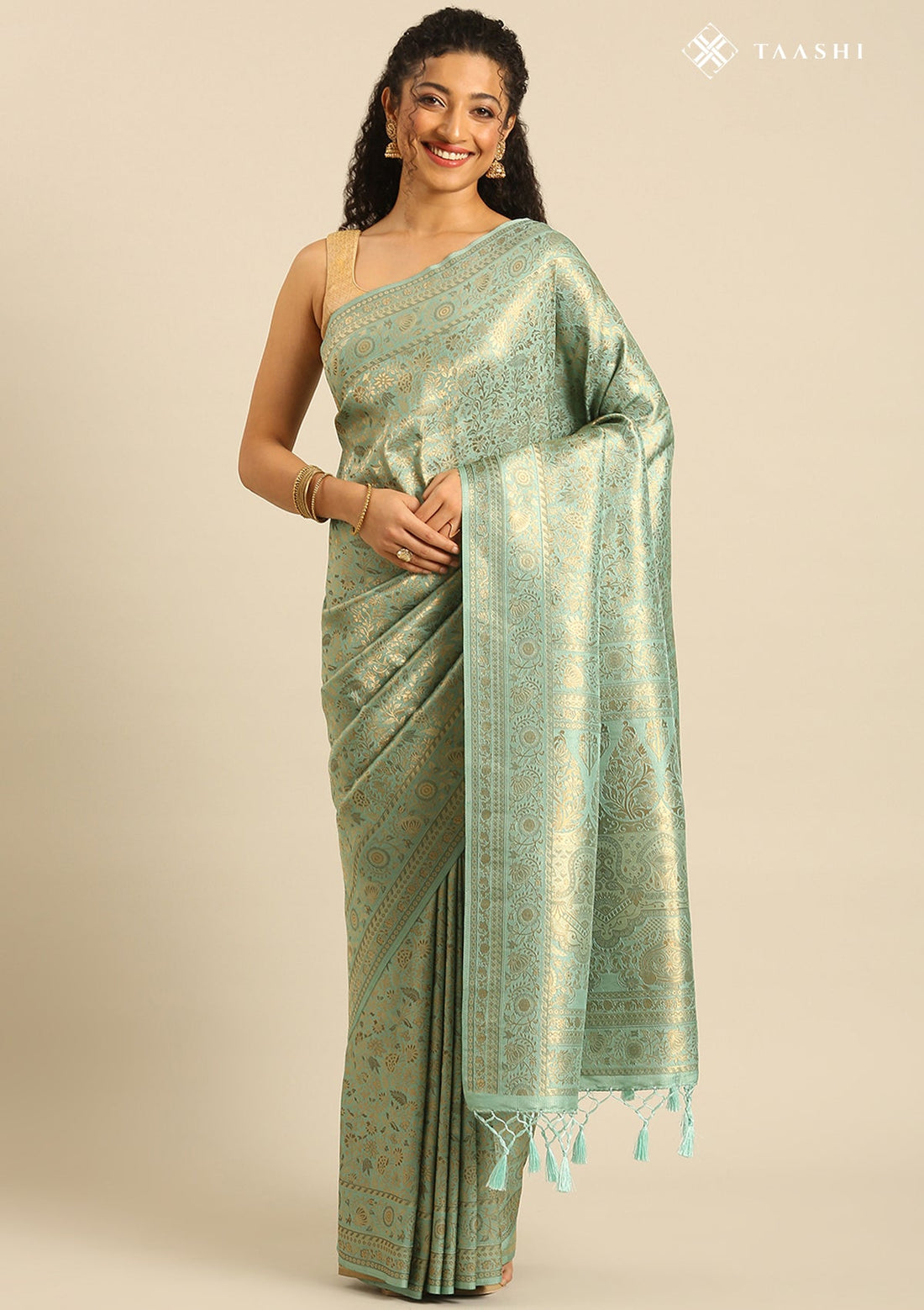 Turquoise Blue Banarasi Silk Weave Saree