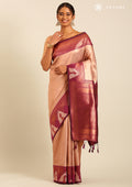 Rose Gold Tissue Brocade Weaving Silk Saree - Taashi