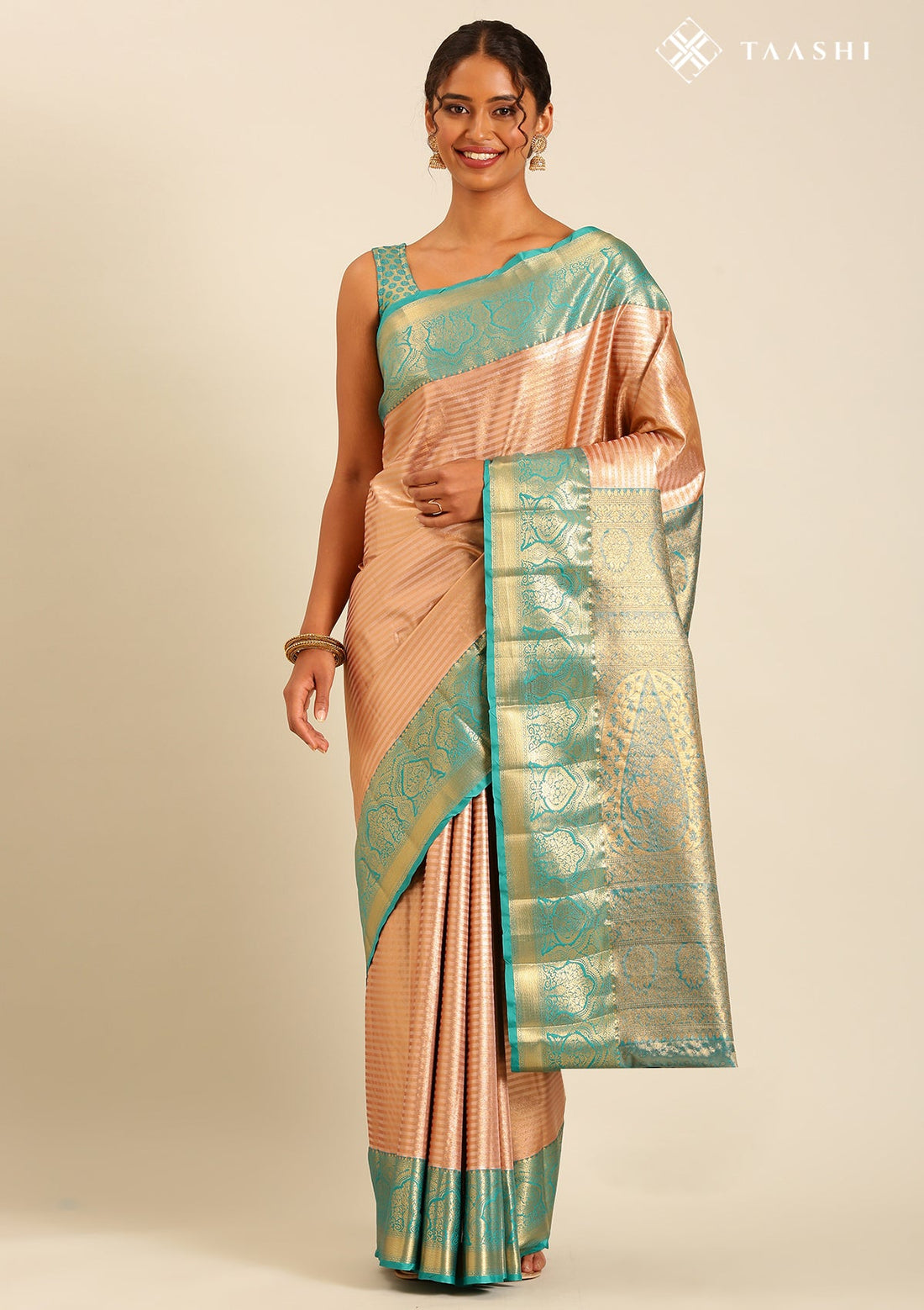 Copper Silk Korvai Tissue Kanjivaram Weave Saree
