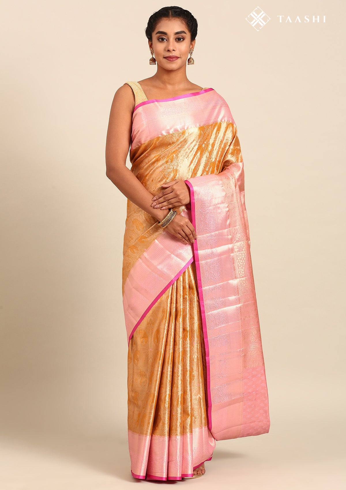 Gold Silk Korvai Tissue Kanjivaram Weave Saree