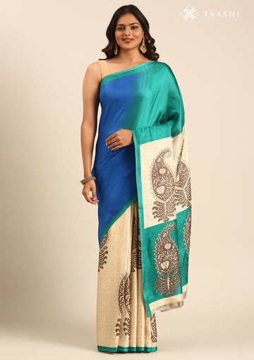 Tussar Paisley Printed Art tussar Matka Silk Saree