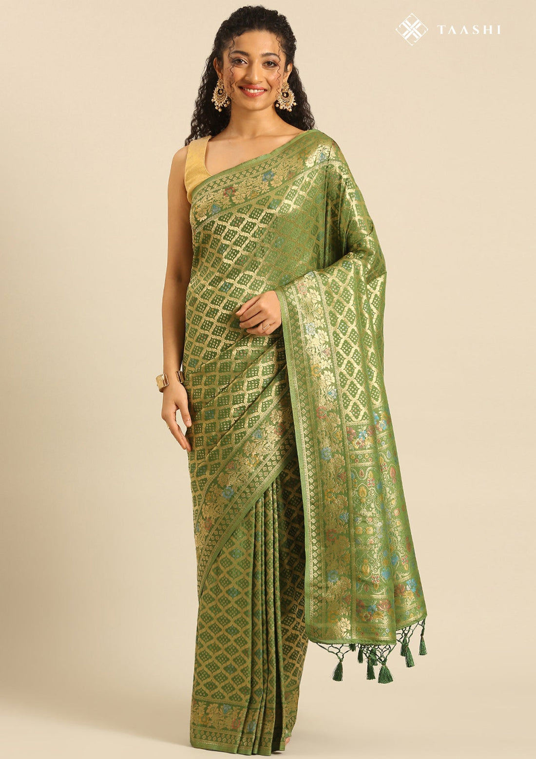 Leaf Green Banarasi Silk Weave Saree