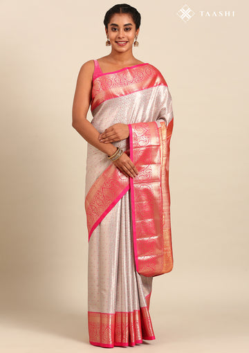 Rose Gold And Pink Kanchipuram Saree