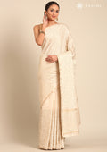Cream Fancy Embroidery Tussar Saree - Taashi