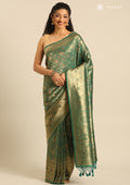 Emerald Green Banarasi Saree - Taashi