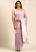 Mauve Floral Woven Tussar Saree - Taashi