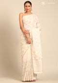 Cream Fancy Embroidery Tussar Saree - Taashi