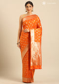 Orange Allover Butta Weaving Silk Saree - Taashi