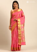 Pink Betel Leaf Woven Tussar Saree - Taashi