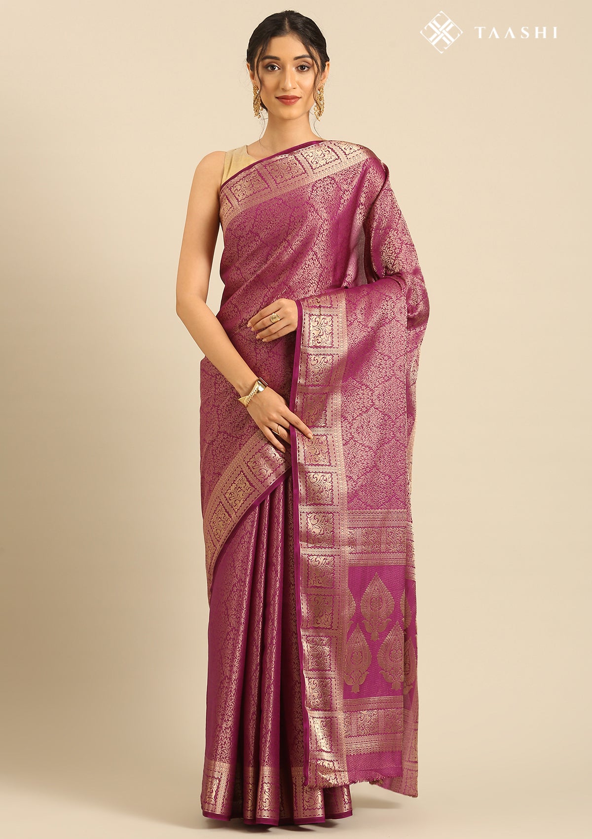 Purple Semi Crepe Saree