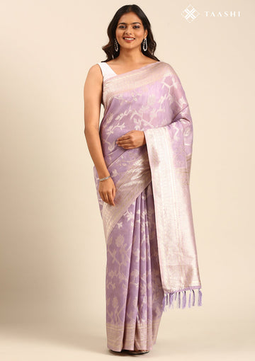 Lilac Tussar Contemporary Woven Saree