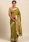 Olive Green Silk Kanjivaram Saree