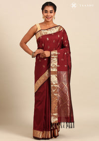 Dark Maroon Silk Kanjivaram Saree
