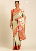 Mint Blue And Maroon Kanchipuram Saree - Taashi