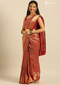 Maroon Jacquard Woven Kanchipuram Saree - Taashi