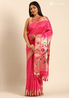 Pink Tussar Paithani Woven Saree