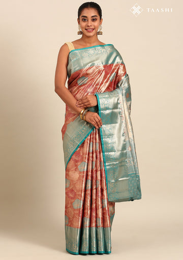 Copper Silk Korvai Tissue Kanjivaram Weave Saree