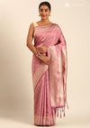 Dusty Pink Silk Satin Weave Saree