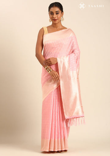 Pastel Pink Tussar Contemporary Woven Saree