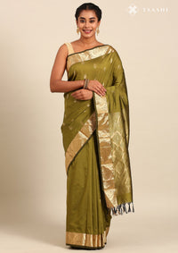 Olive Green Silk Kanjivaram Saree