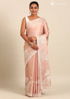 Pastel Blush Pink Tussar Contemporary Embroidered Saree