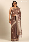 Taupe Brown Tussar Contemporary Woven Saree