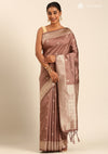 Taupe Brown Silk Satin Weave Saree