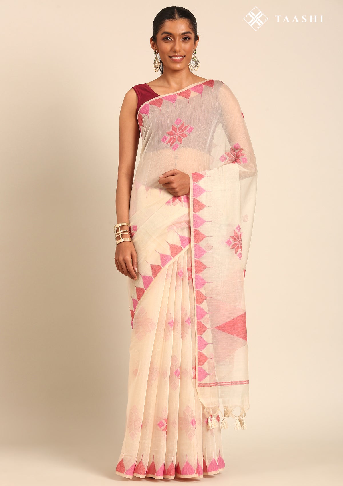 Beige Kasuti Pattern Woven Tussar saree