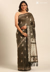 Olive Green Tussar Contemporary Woven Saree