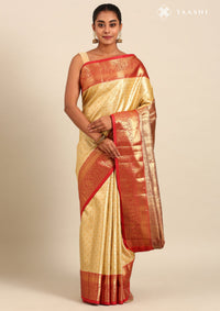 Yellow Silk Korvai Tissue Kanjivaram Weave Saree