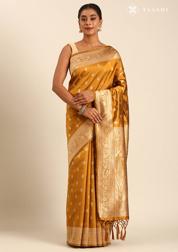 Mustard Traditional Woven Tussar Saree