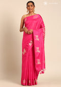 Pink Jacquard Pattern Placement Tussar Saree - Taashi