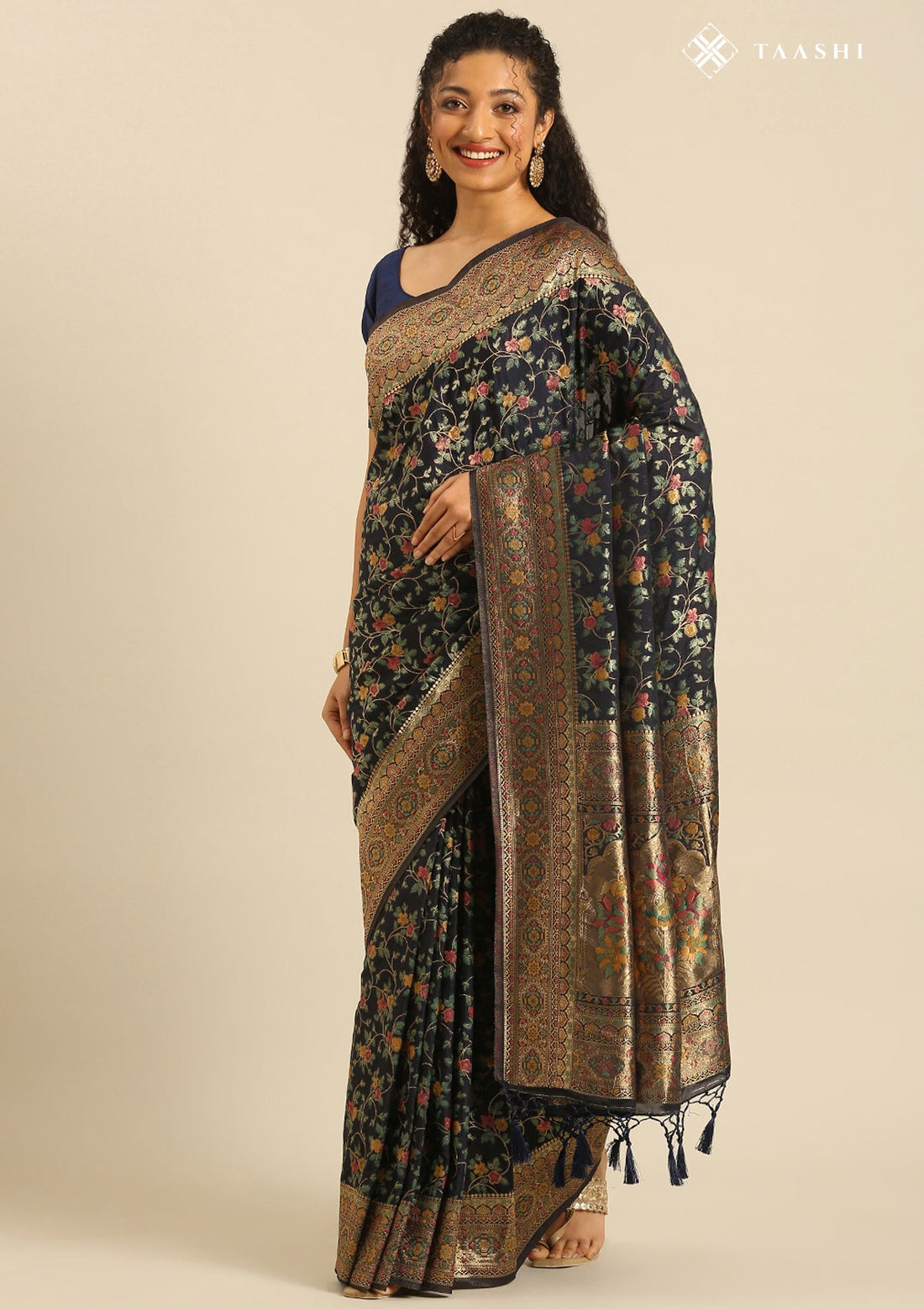 Navy Blue Banarasi Silk Weave Saree