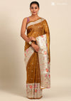 Amber Gold Tissue Contemporary Embroidered Saree