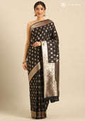 Black Allover Butta Weaving Silk Saree - Taashi